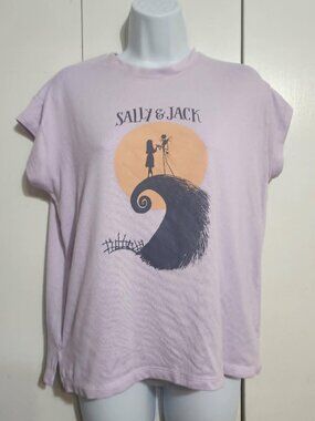 Disney Nightmare Before Christmas Jack Sally Pajama Top Medium 8/10 Soft PJ Tee